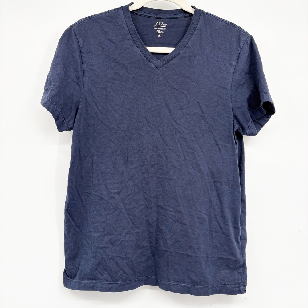 J. Crew Womens Navy Blue Broken-In Cotton Basic Preppy V-Neck T-Shirt Size S